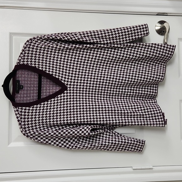 Ann Taylor purple houndstooth drop shoulders sweater Size: L - Picture 4 of 7